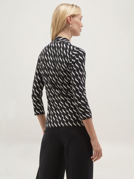 Hobbs Aimee Print V-Neck Top, Blue - view 2, Blue