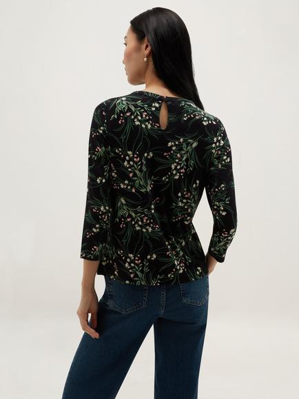 Hobbs Julia Jersey Floral Top, Navy/Multi - view 2, Navy/Multi