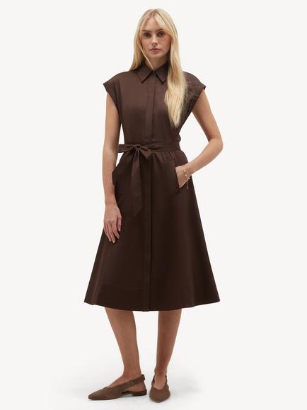 Hobbs Petite Kristen Sleeveless Shirt Dress, Alder Brown, Alder Brown