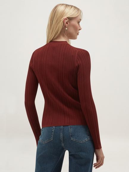 Hobbs Etta Ribbed Slim Fit Cardigan, Brown - view 2, Brown