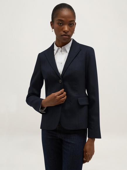Hobbs Analise Linen Blend Blazer, Blue, Blue