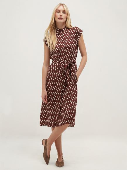 Hobbs Kalinda Sleeveless Shirt Dress, Brown/Ivory, Brown/Ivory