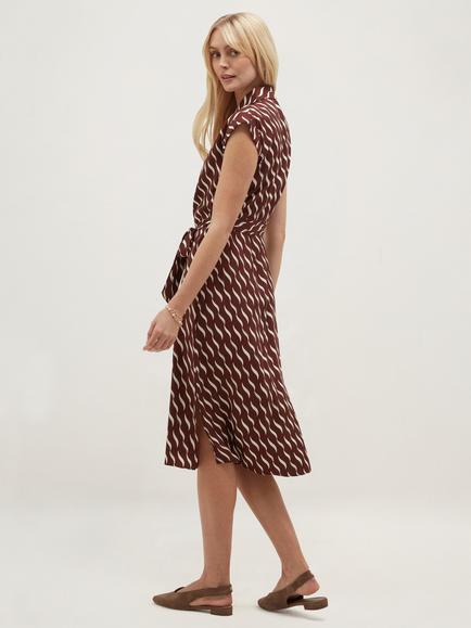 Hobbs Kalinda Sleeveless Shirt Dress, Brown/Ivory - view 2, Brown/Ivory