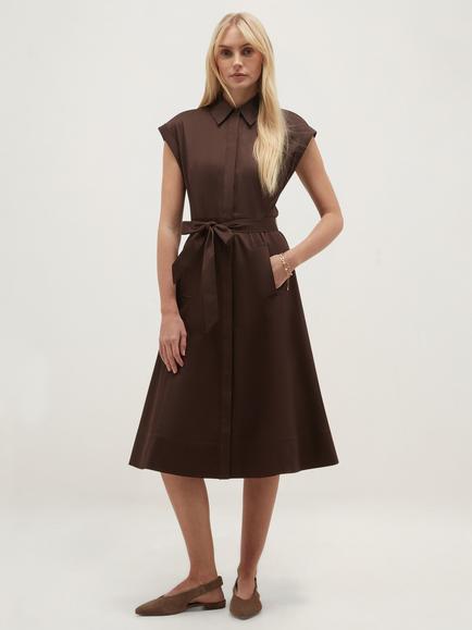 Hobbs Kristen Cotton Blend Shirt Dress, Brown, Brown
