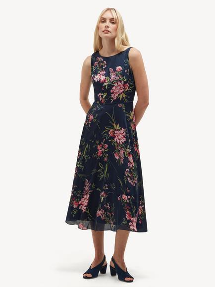 Hobbs Petite Carly Floral Sleeveless Dress, Midnight/Multi, Midnight/Multi