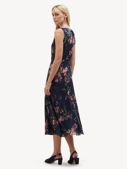 Hobbs Petite Carly Floral Sleeveless Dress, Midnight/Multi - view 2, Midnight/Multi