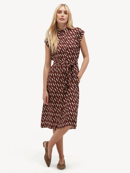 Hobbs Petite Kalinda Sleeveless Shirt Dress, Brown/Ivory, Brown/Ivory