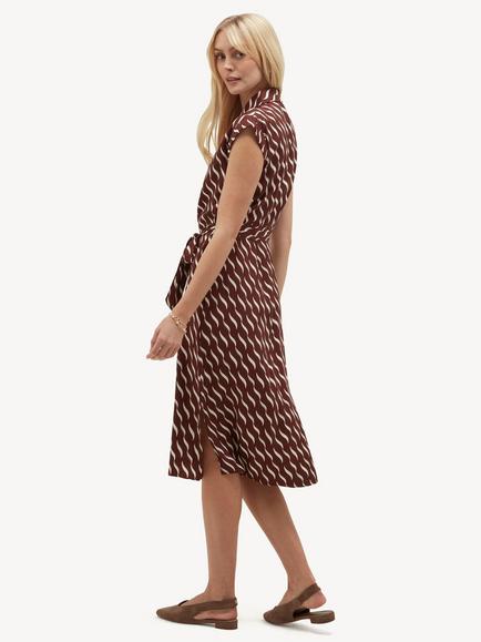 Hobbs Petite Kalinda Sleeveless Shirt Dress, Brown/Ivory - view 2, Brown/Ivory