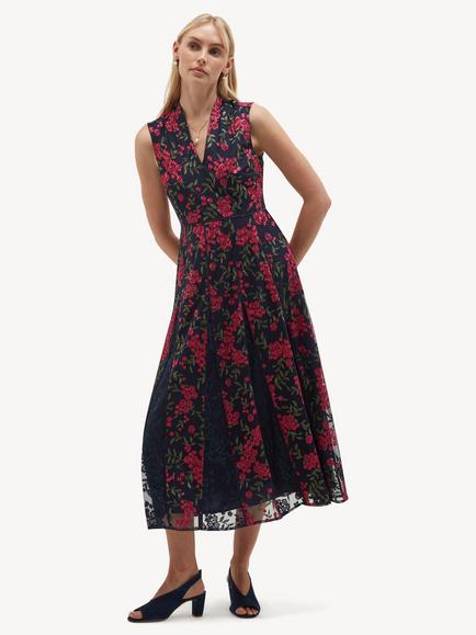 Hobbs Petite Quin Floral Dress, Midnight/Pink, Midnight/Pink
