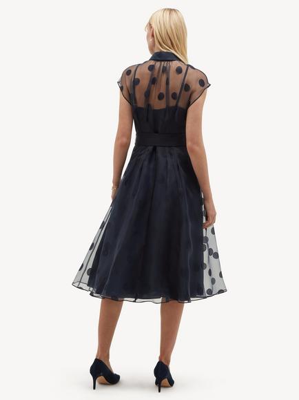 Hobbs Petite Tess Polka Dot Shirt Dress, Midnight Navy - view 2, Midnight Navy