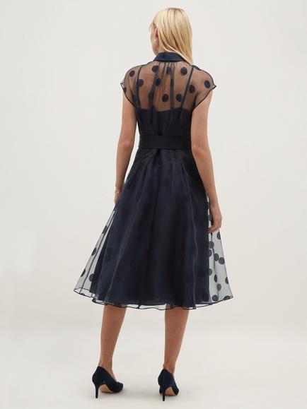Hobbs Tess Polka Dot Shirt Dress, Midnight Navy - view 2, Midnight Navy