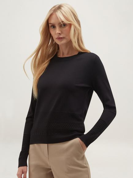 Hobbs Kristen Pointelle Jumper, Navy, Navy