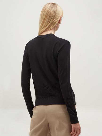 Hobbs Kristen Pointelle Jumper, Navy - view 2, Navy