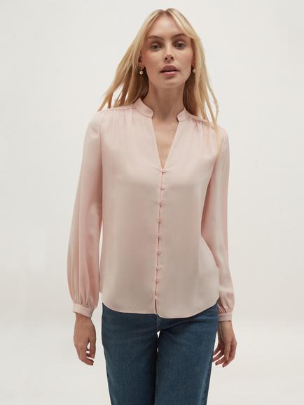 Hobbs Blair V-Neck Blouse, Blush Pink, Blush Pink