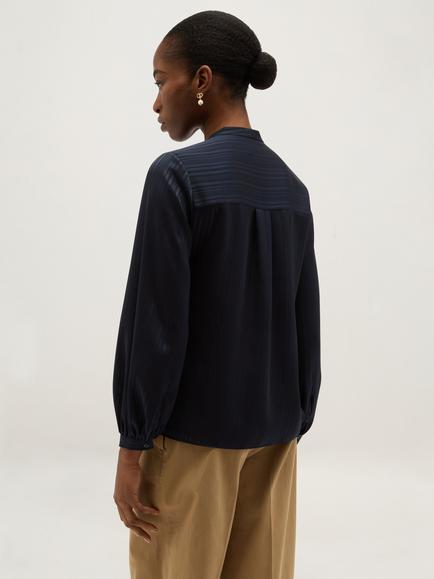 Hobbs Kathleen Striped Blouse, Navy - view 2, Navy