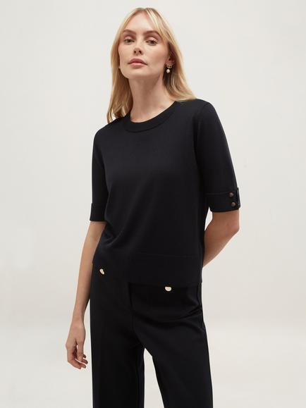 Hobbs Leanne Knitted Top, Navy, Navy