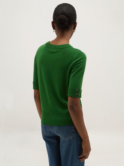 Hobbs Leanne Short Sleeve Knitted Top. Spruce Green - view 2, Spruce Green