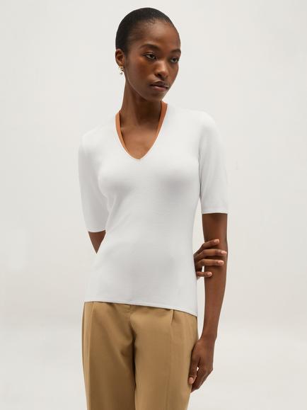 Hobbs Scarlett Knitted V-Neck Top, White, White