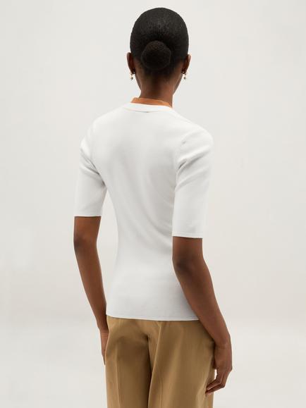 Hobbs Scarlett Knitted V-Neck Top, White - view 2, White
