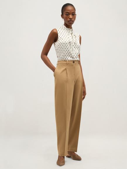 Hobbs Esther Barrel Leg Tailored Trousers, Beige, Beige