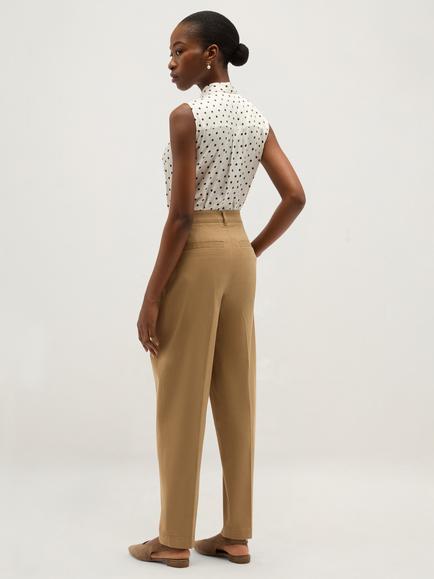Hobbs Esther Barrel Leg Tailored Trousers, Beige - view 2, Beige