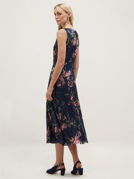 Hobbs Carly Floral Sleeveless Dress, Midnight/Multi - view 2, Midnight/Multi