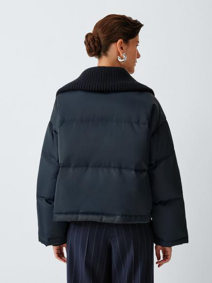 Weekend MaxMara Oversized Rib Collar Quilted Jacket, Navy - view 2, Navy