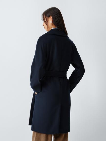 Weekend MaxMara Pedale Belted Pure Wool Coat, Navy - view 2, Navy