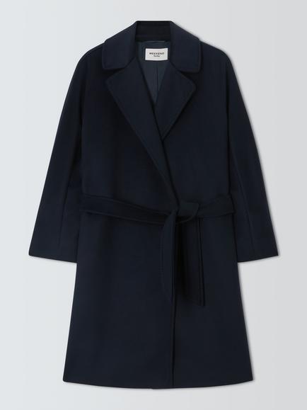 Weekend MaxMara Pedale Belted Pure Wool Coat, Navy, Navy