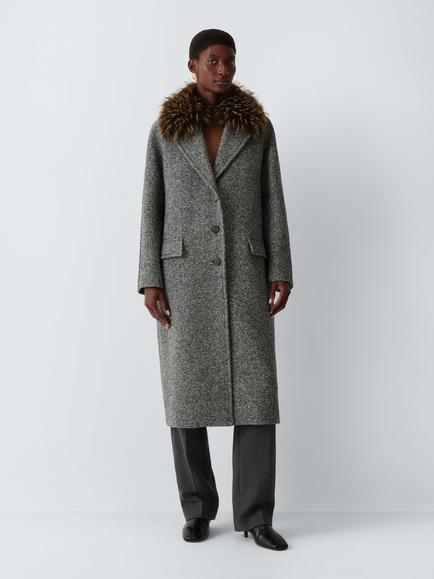 Weekend MaxMara Tasca Wool Blend Overcoat, Black White Irid, Black White Irid