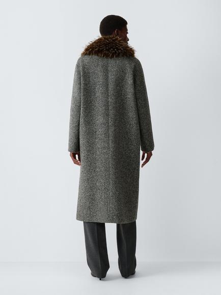 Weekend MaxMara Tasca Wool Blend Overcoat, Black White Irid - view 2, Black White Irid