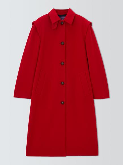 Weekend MaxMara Wool Rich Single Breasted Long Coat, Red, Red