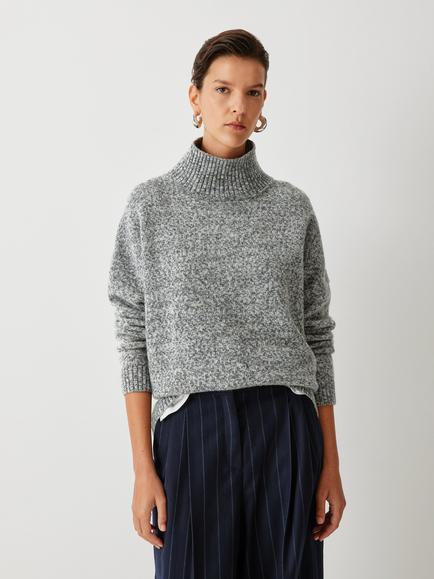 Weekend MaxMara Borgia High Neck Wool Jumper, Medium Grey Mouline, Medium Grey Mouline