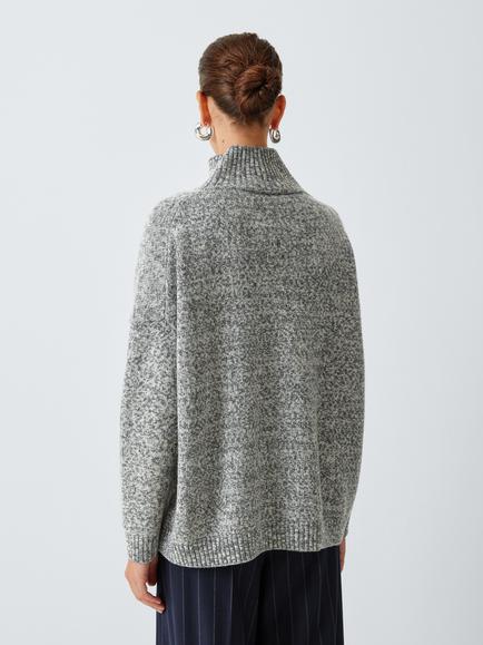 Weekend MaxMara Borgia High Neck Wool Jumper, Medium Grey Mouline - view 2, Medium Grey Mouline