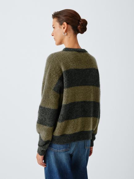 Weekend MaxMara Tuono Striped Alpaca Blend Jumper, Kaki Pinstripes - view 2, Kaki Pinstripes