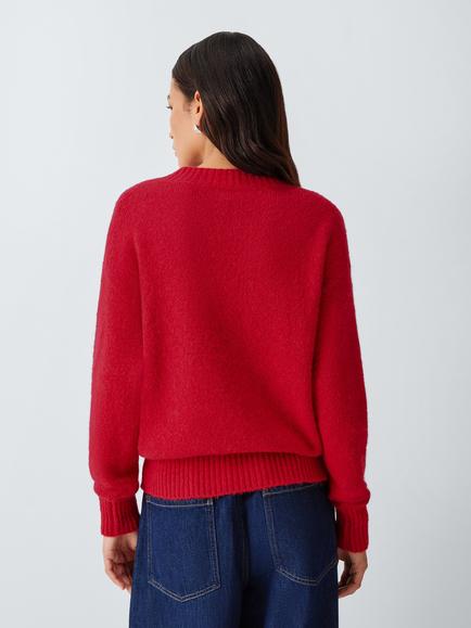 Weekend MaxMara Visita V-Neck Alpaca Blend Jumper, Red - view 2, Red