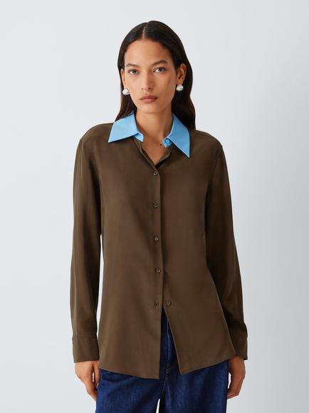 Weekend MaxMara Eccelso Silk Shirt, Brown, Brown