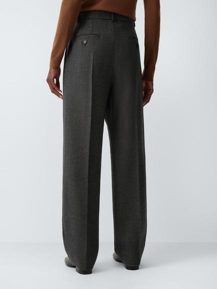 Weekend MaxMara Stadio Tailored Wool Trousers, Medium Grey Tweed - view 2, Medium Grey Twd