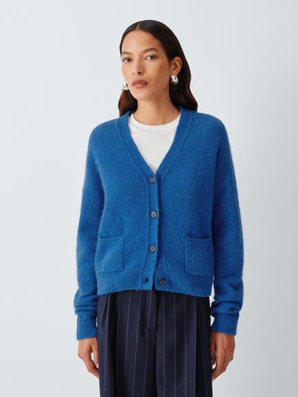 Weekend MaxMara Gettata V-Neck Alpaca Blend Cardigan, Cornflower Blue, Cornflower Blue