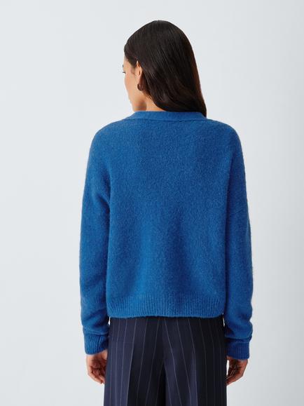 Weekend MaxMara Gettata V-Neck Alpaca Blend Cardigan, Cornflower Blue - view 2, Cornflower Blue