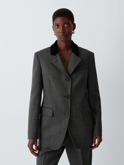 Weekend MaxMara Martora Single Breasted Wool Jacket, Medium Grey Tweed, Medium Grey Tweed