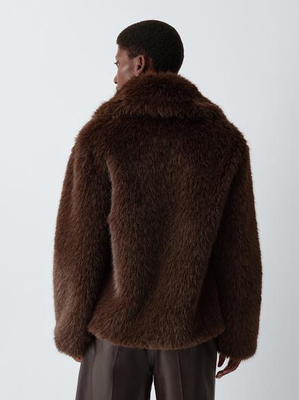 Weekend MaxMara Ozioso Faux Fur Coat, Dark Brown - view 2, Dark Brown