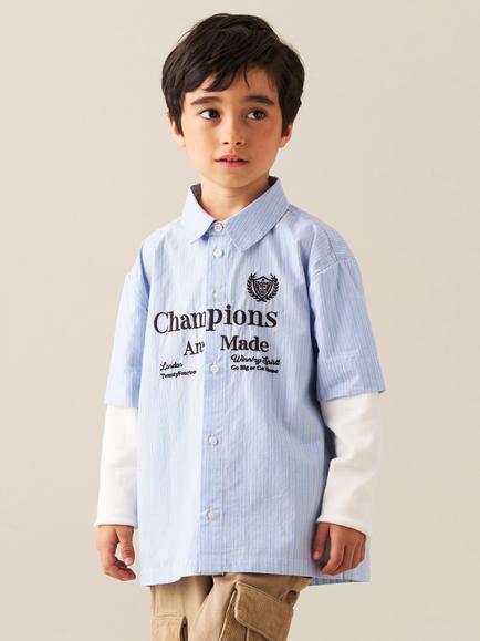 Angel & Rocket Kids' Leon Cotton 2-In-1 Shirt, Blue, Blue