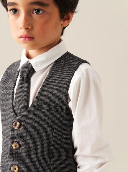 Angel & Rocket Kids' Benjamin Cotton Waistcoat Set, Brown - view 2, Brown