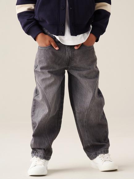 Angel & Rocket Kids' Cole Barrel Leg Jeans, Grey, Grey