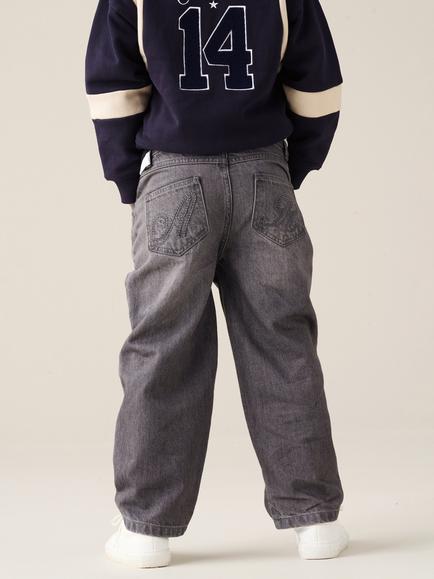 Angel & Rocket Kids' Cole Barrel Leg Jeans, Grey - view 2, Grey