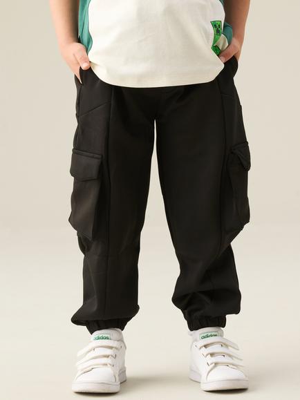 Angel & Rocket Kids' Frank Cotton Rich Mix Panelled Cuffed Joggers, Black, Black
