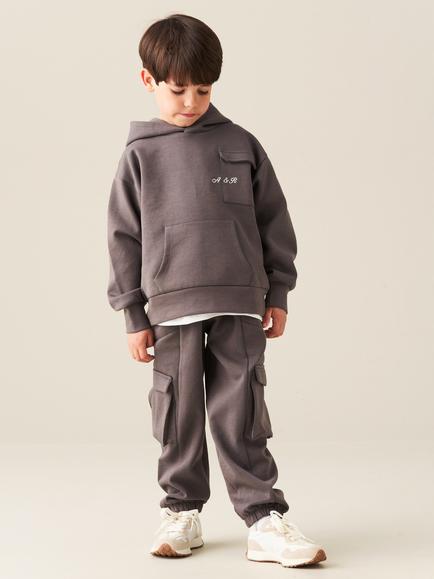 Angel & Rocket Kids' Mason Cotton Rich Cargo Pocket Hoodie, Charcoal - view 2, Charcoal