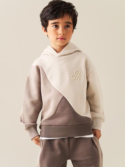 Angel & Rocket Kids' Micah Cotton Blend Colour Block Hoodie, Neutral, Neutral
