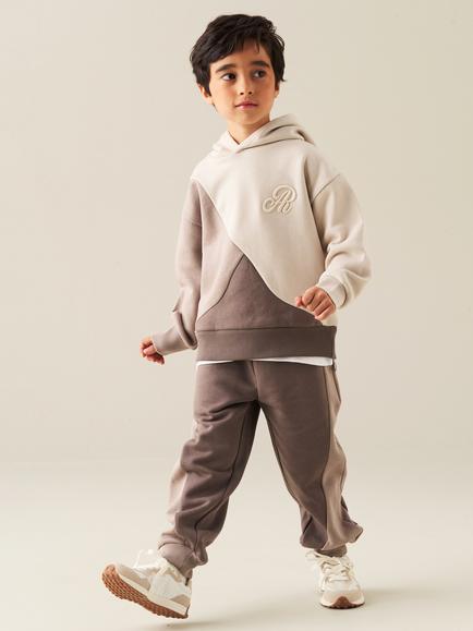 Angel & Rocket Kids' Micah Cotton Blend Colour Block Hoodie, Neutral - view 2, Neutral
